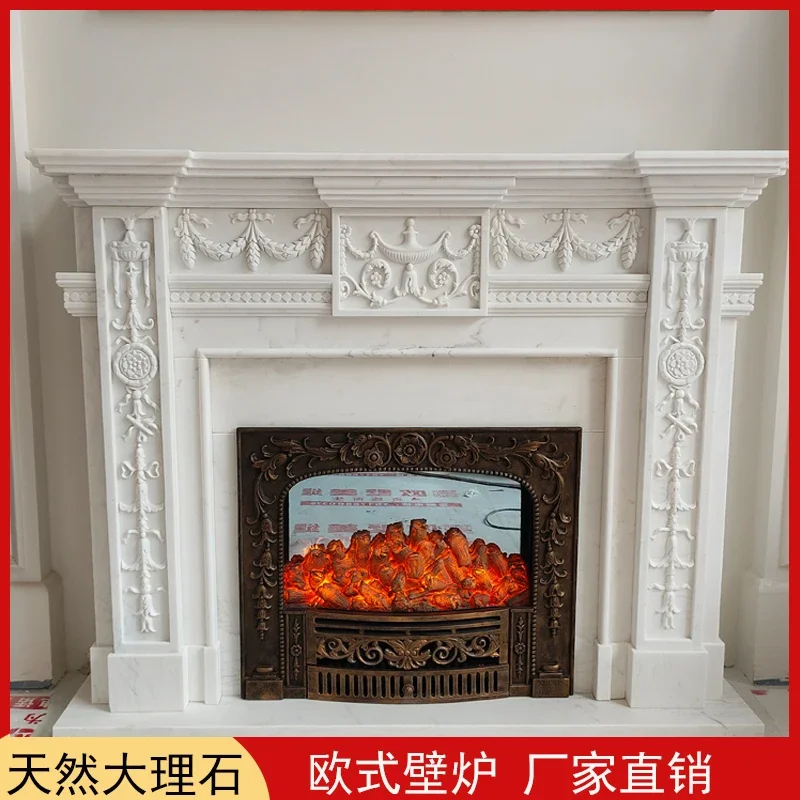 Carved fireplace white marble American French fireplace villa living room decorative cabinet ornament
Carved fireplace white marble American French fireplace villa living room decorative cabinet ornament