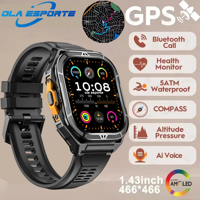 New Military Smart Watch Bulit-in GPS Compass Altimeter Barometric 5ATM IP69K Waterproof AMOLED Bluetooth Call Smartwatch
New Military Smart Watch Bulit-in GPS Compass Altimeter Barometric 5ATM IP69K Waterproof AMOLED Bluetooth Call Smartwatch