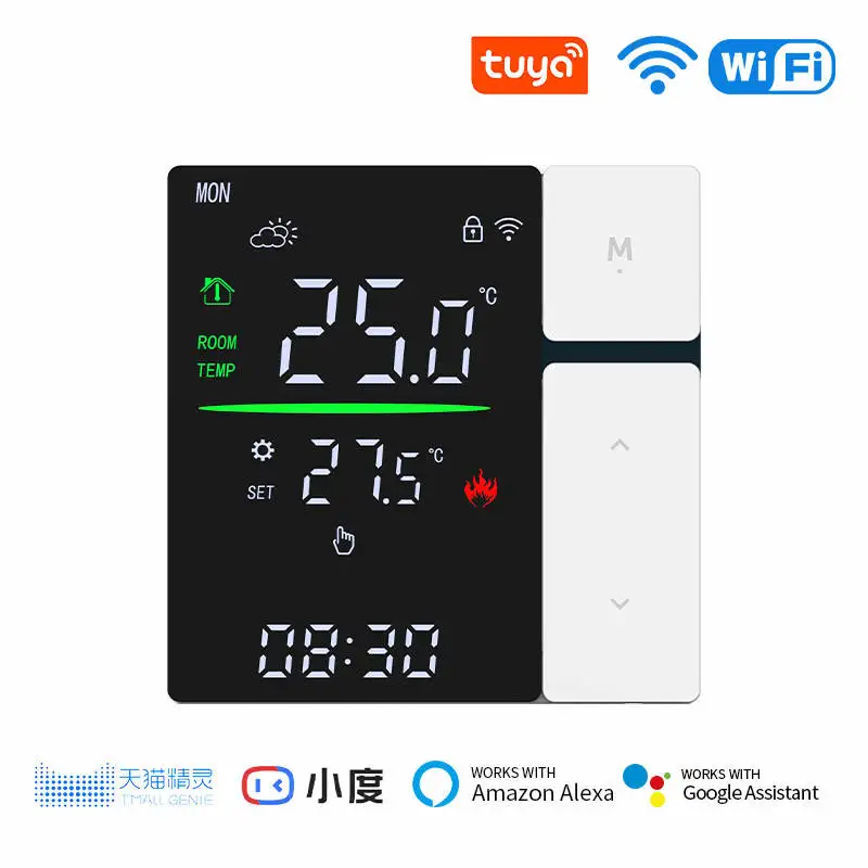 SIXWGH WIFI Smart Thermostat, Voice Control & APP Programmable Thermostat for Electric Heating Water Boiler Home and Office Use
SIXWGH WIFI Smart Thermostat, Voice Control & APP Programmable Thermostat for Electric Heating Water Boiler Home and Office Use