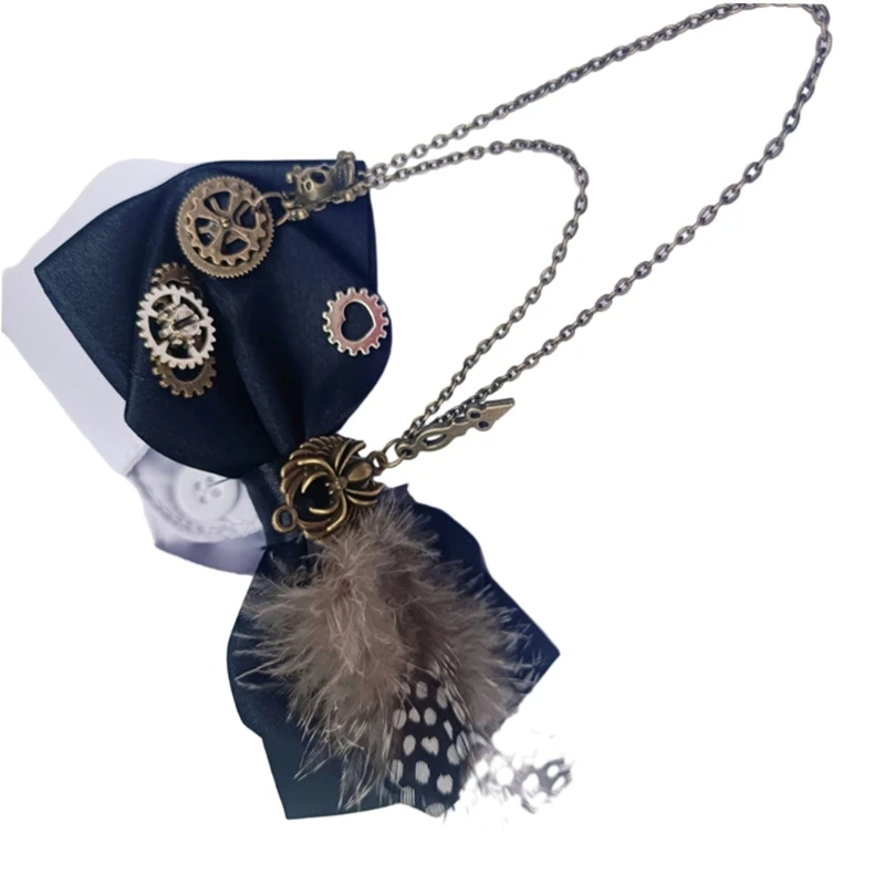 Steampunk Gears Bowtie Retro Men Women Gothic Bow Tie Necktie with Metal Chain Punk Bowknot for Halloween Cosplay Party 28TF
Steampunk Gears Bowtie Retro Men Women Gothic Bow Tie Necktie with Metal Chain Punk Bowknot for Halloween Cosplay Party 28TF