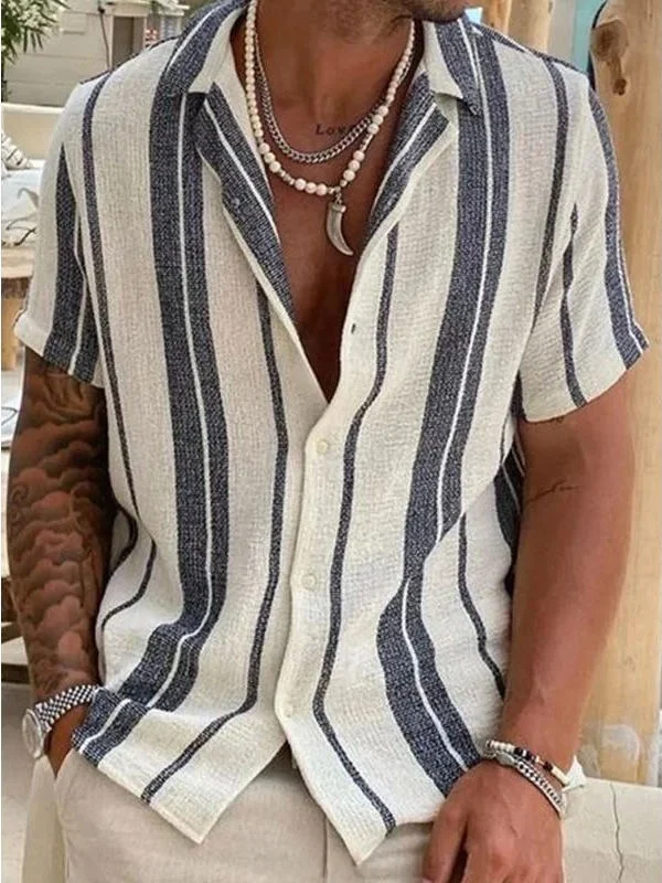 Мужская летняя дышащая рубашка свободного кроя с 3D-цифровой печатью в полоску, на пуговицах
Мужская летняя дышащая рубашка свободного кроя с 3D-цифровой печатью в полоску, на пуговицах