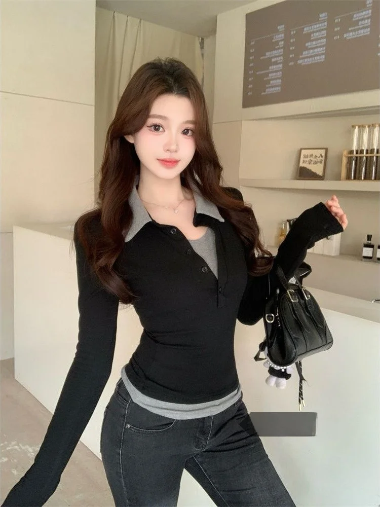 Korean Sle Color Blo Ne T-irt Women's Slim Fit Faionable Winter New Design Unique Top Fem Faion Ci Walk
Korean Sle Color Blo Ne T-irt Women's Slim Fit Faionable Winter New Design Unique Top Fem Faion Ci Walk