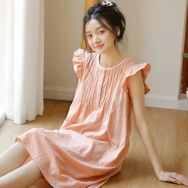 Sweet Cotton Orange Nightgowns For Women Short Sleeve Elegant Nightshirts Summer Comfortable Nigtwear
Sweet Cotton Orange Nightgowns For Women Short Sleeve Elegant Nightshirts Summer Comfortable Nigtwear