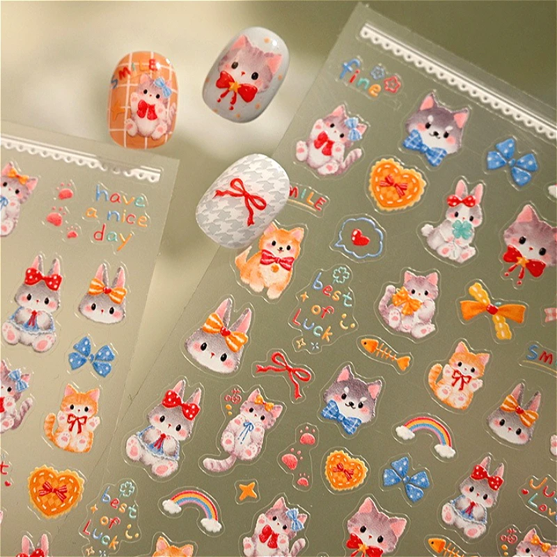 Lovely Dog Cat Rabbit Fish Bone Bowknot Love Rainbow 5D Embossed Self Adhesive Nail Art Stickers Cute Cartoon Manicure Decals
Lovely Dog Cat Rabbit Fish Bone Bowknot Love Rainbow 5D Embossed Self Adhesive Nail Art Stickers Cute Cartoon Manicure Decals