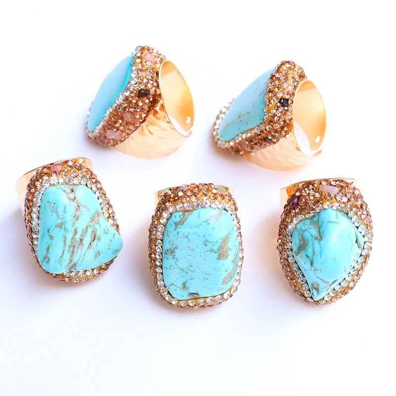 Irregular Turquoise Open Ring for Women Girls Gold-color Handmade Micro Inlay Chip Stones Finger Jewelry Party Wedding Gifts
Irregular Turquoise Open Ring for Women Girls Gold-color Handmade Micro Inlay Chip Stones Finger Jewelry Party Wedding Gifts