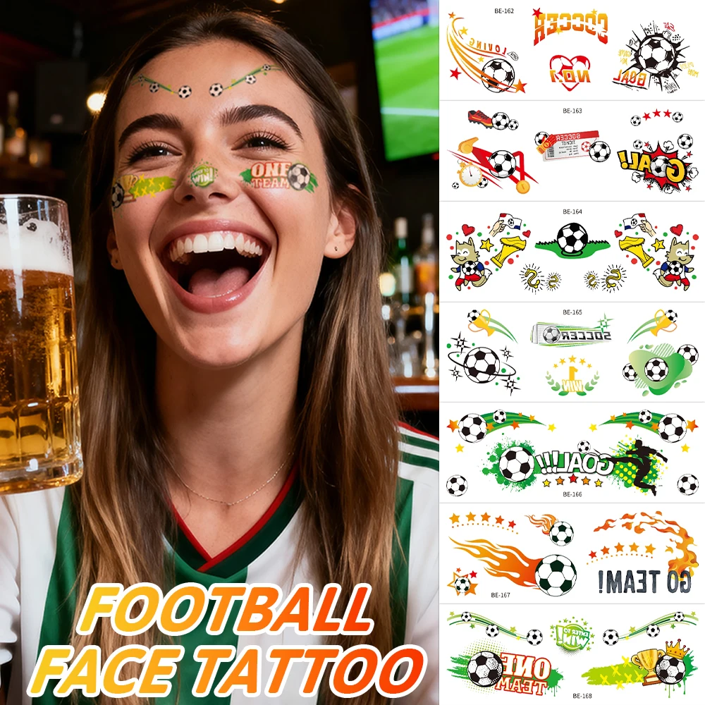 7 Sheets Soccer Temporary Tattoos Waterproof Fake Tattoo Stickers Colorful Football Pattern Face Body Art Stickers
7 Sheets Soccer Temporary Tattoos Waterproof Fake Tattoo Stickers Colorful Football Pattern Face Body Art Stickers