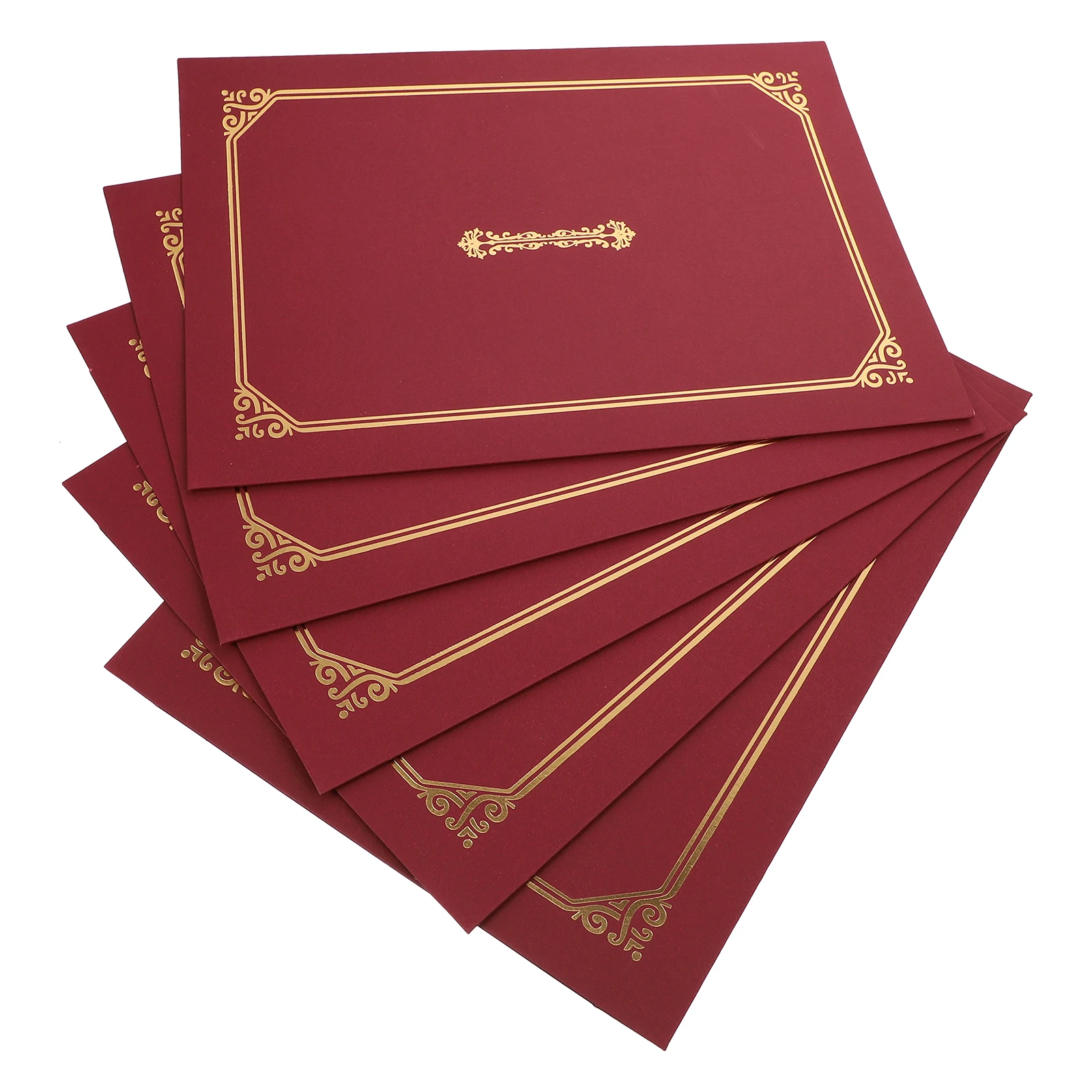 5 pcs Certificate Cover A4 Size Gold Foil Graduation Diplomas Paper Shell Document Protector Stylish Border Design Folder
5 pcs Certificate Cover A4 Size Gold Foil Graduation Diplomas Paper Shell Document Protector Stylish Border Design Folder
