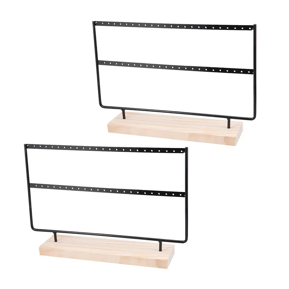 2Pcs Earring Stand Iron Wood Base Jewelry Organizer Double Layer Holder for Earrings Ear Studs Home Shop Use Black
2Pcs Earring Stand Iron Wood Base Jewelry Organizer Double Layer Holder for Earrings Ear Studs Home Shop Use Black
