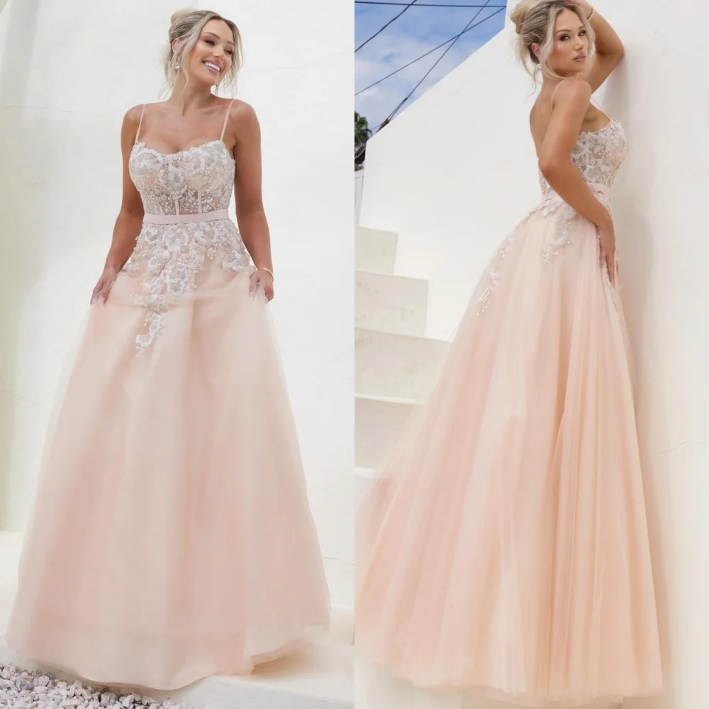 Yipeisha Elegant Spaghetti Strap A-line Floor Length Dresses Lace Applique Tulle Customized
Yipeisha Elegant Spaghetti Strap A-line Floor Length Dresses Lace Applique Tulle Customized