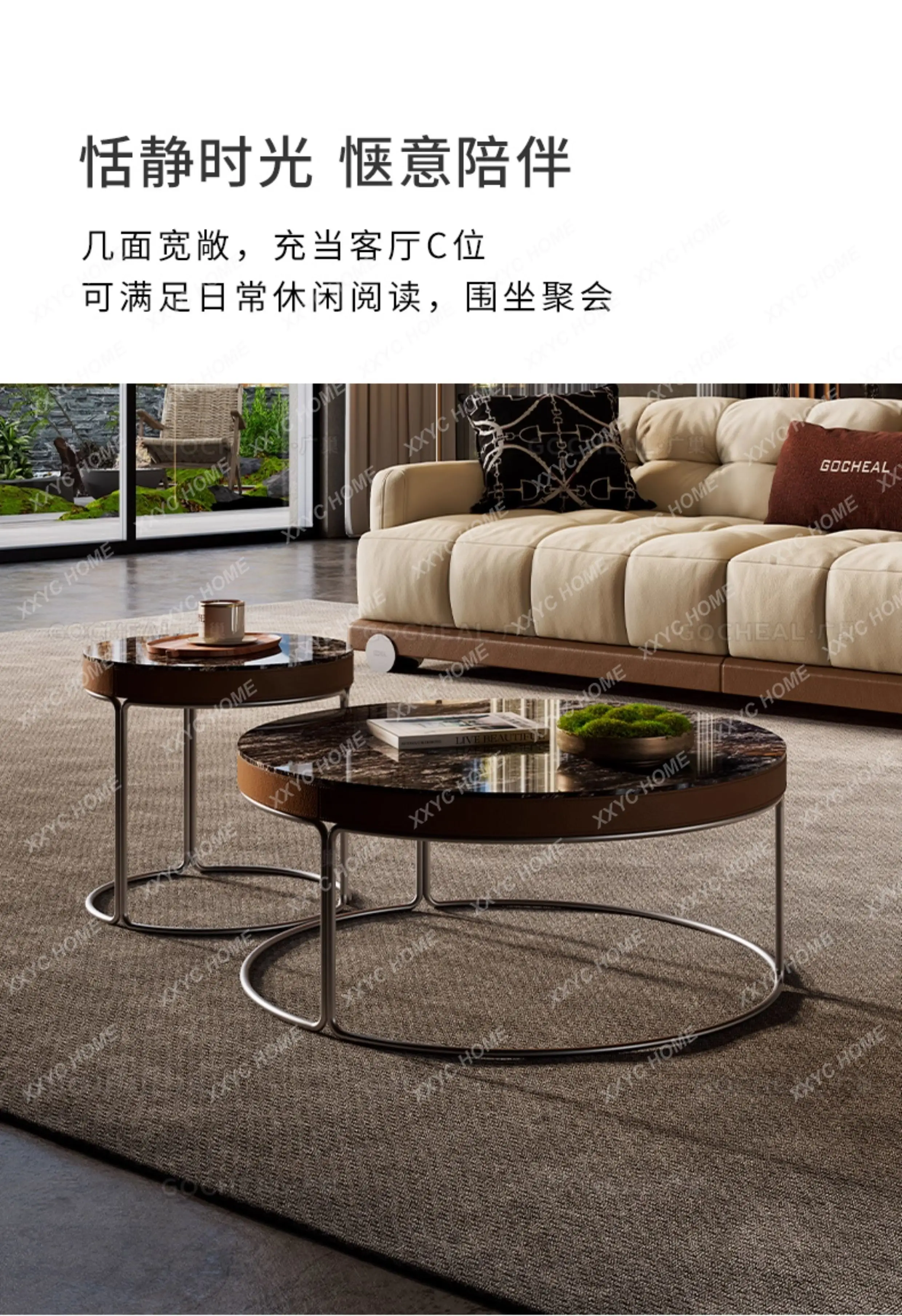 DD light luxury round coffee table living room combination high-end marble tableP
DD light luxury round coffee table living room combination high-end marble tableP