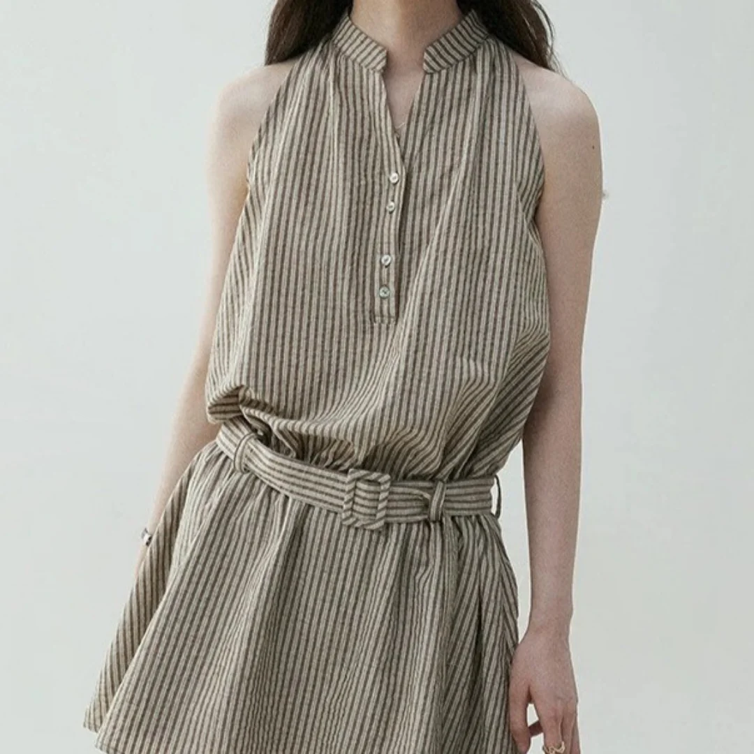 2026 Summer Striped Halter Dress Contrast Color Off Shoulder Mini Dress with Waist Belt Elegant Slim Fit Women Dress
2026 Summer Striped Halter Dress Contrast Color Off Shoulder Mini Dress with Waist Belt Elegant Slim Fit Women Dress