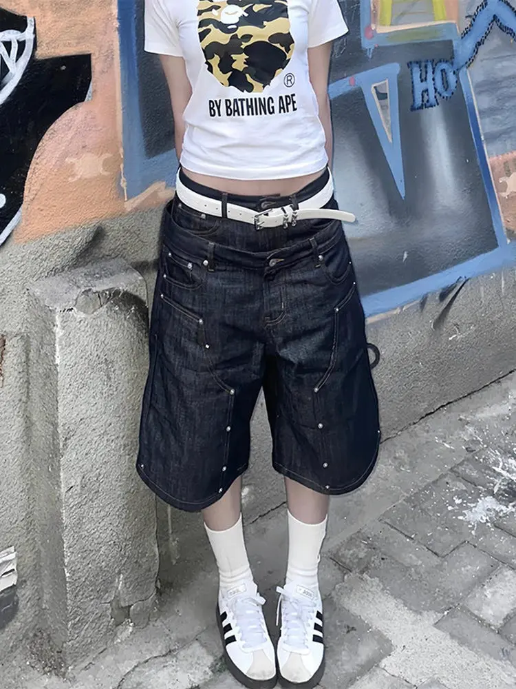 Retro American Logging Denim Jeans Women's Summer Street Loose Workwear Five-Seven Shorts Casual Loose Fit Natural Waist
Retro American Logging Denim Jeans Women's Summer Street Loose Workwear Five-Seven Shorts Casual Loose Fit Natural Waist