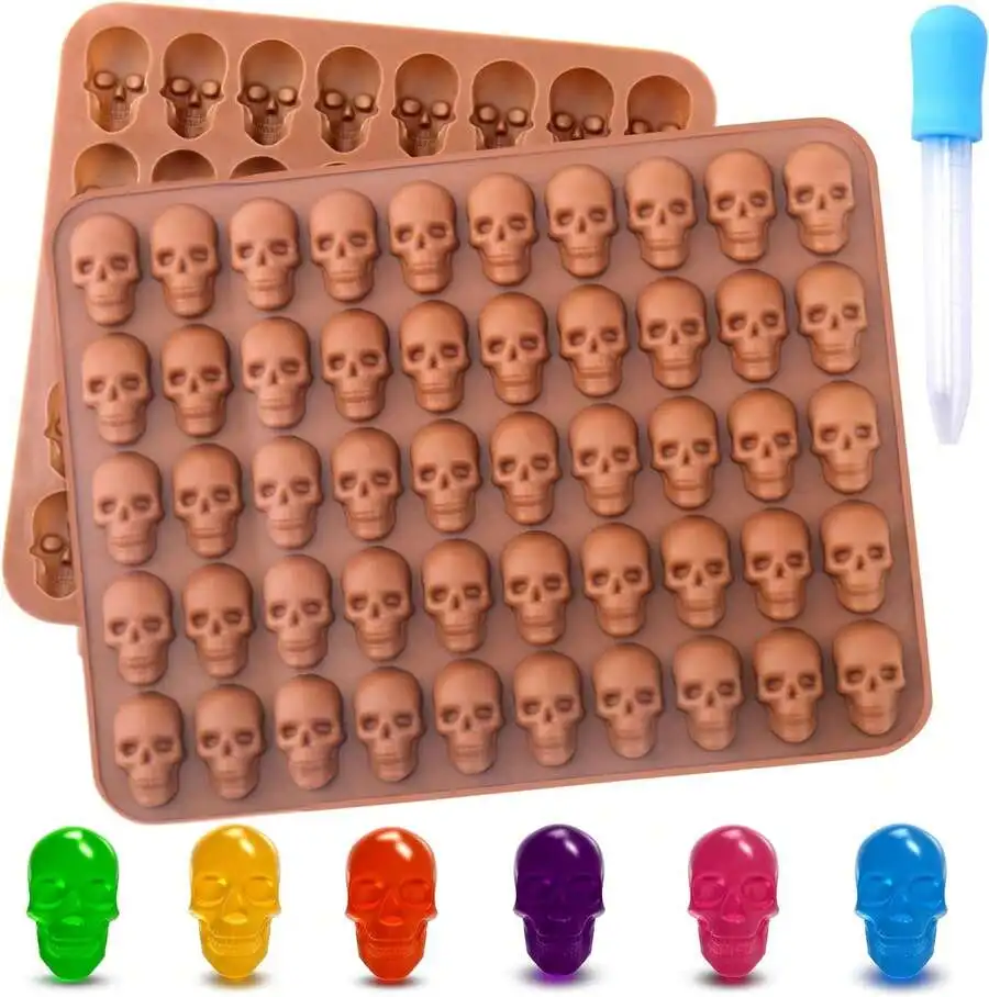 2 Pack 50 Cavity Non-Stick Skull Silicone Molds With 1 Droppers For Chocolate, Candy, Jelly, Ice Cube
2 Pack 50 Cavity Non-Stick Skull Silicone Molds With 1 Droppers For Chocolate, Candy, Jelly, Ice Cube