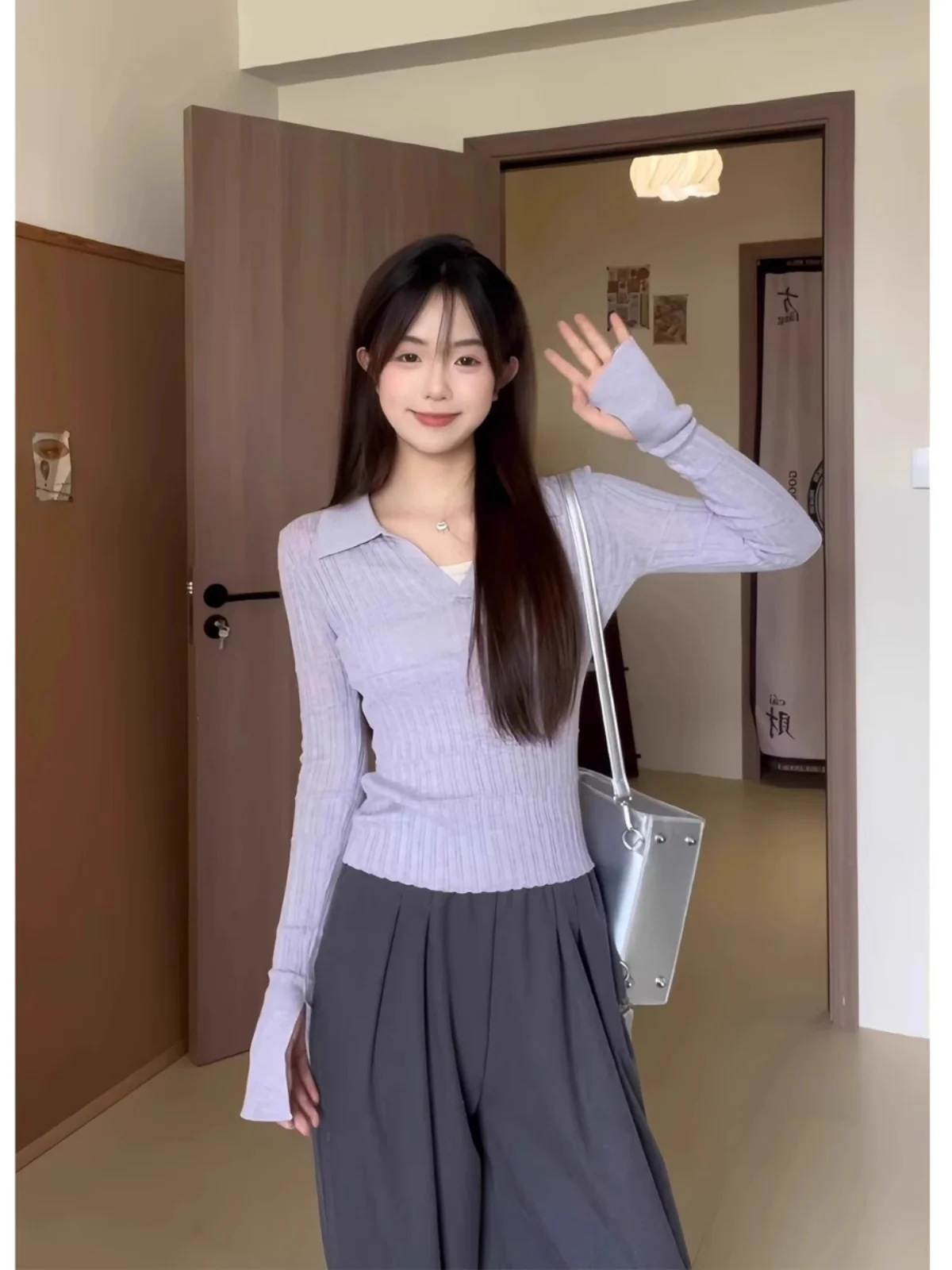 Sweet Purple Lotus Sleeve Knitted Slim Fit Base Shirt Women's Fashion Autumn Winter Inner Wear Long Sleeve Neck Top
Sweet Purple Lotus Sleeve Knitted Slim Fit Base Shirt Women's Fashion Autumn Winter Inner Wear Long Sleeve Neck Top