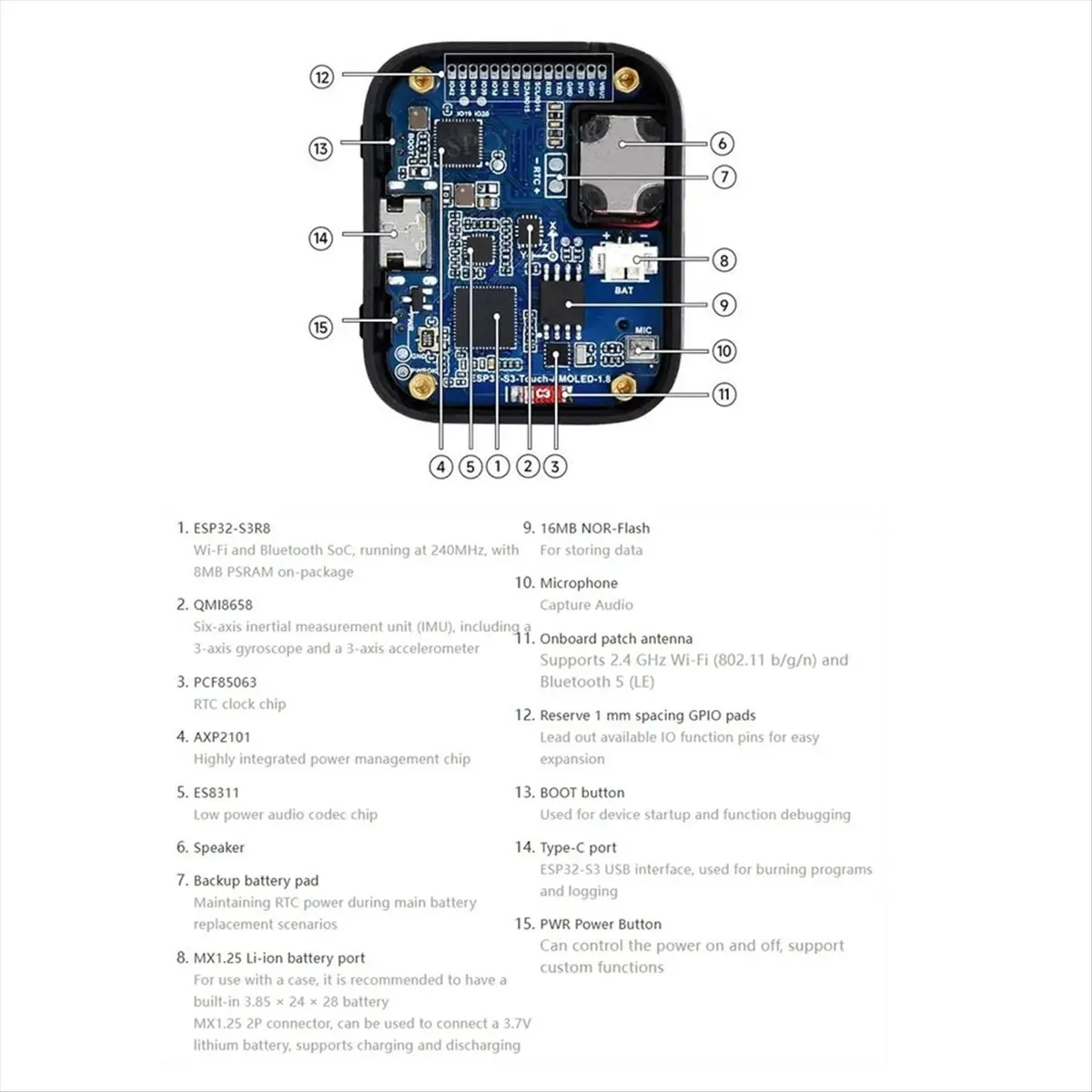 (ABDH) Esp32 S3 1.8Inch Amoled Touchscreen Display Development Board Qmi8658/Mic/Audio Lvgl Ai Voice Programmable Watch
(ABDH) Esp32 S3 1.8Inch Amoled Touchscreen Display Development Board Qmi8658/Mic/Audio Lvgl Ai Voice Programmable Watch