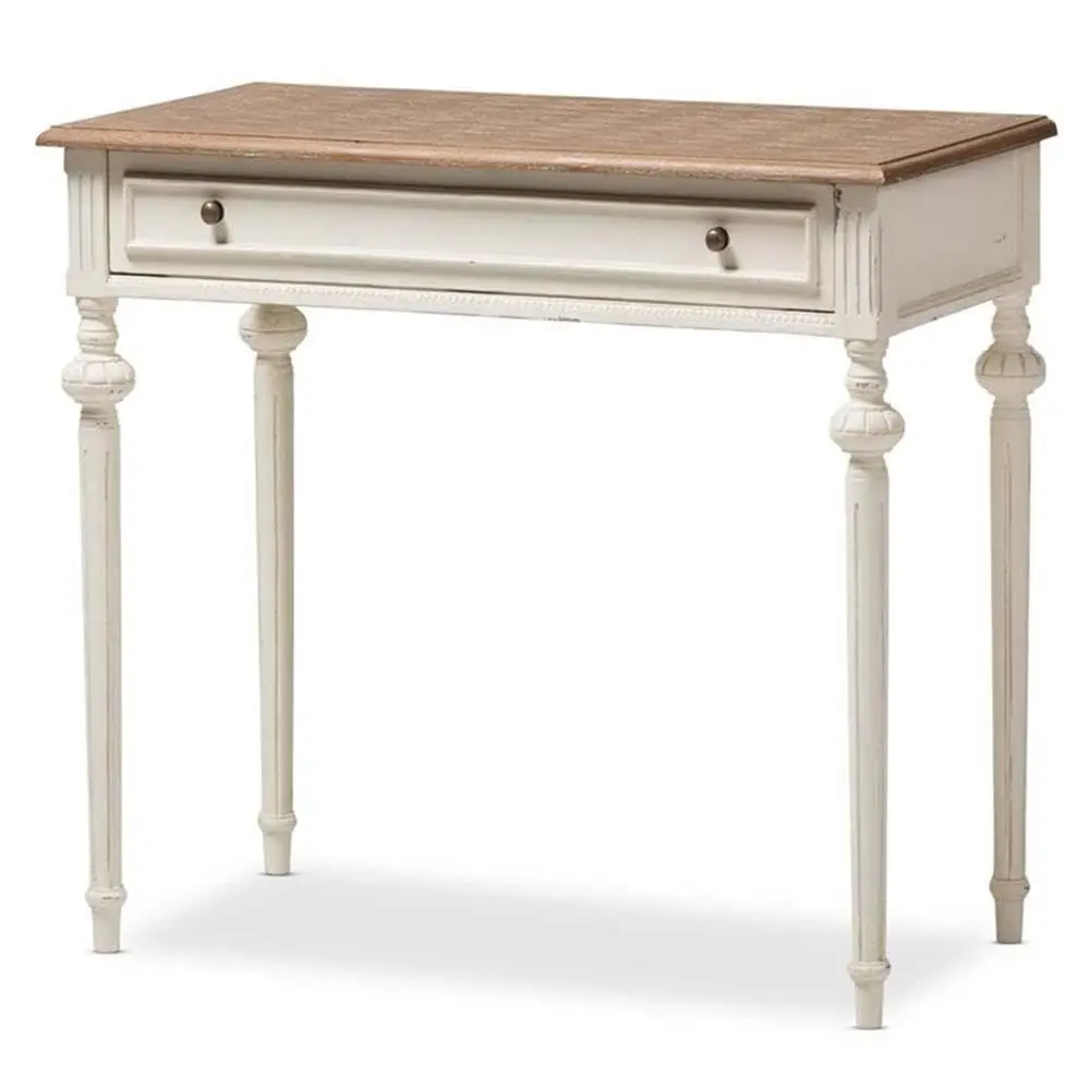 Contemporary French Provincial Writing Desk, 39.37 in W x 19.69 in D x 30.31 in H, MDF Veneer Mindi Hardwood, Distressed White
Contemporary French Provincial Writing Desk, 39.37 in W x 19.69 in D x 30.31 in H, MDF Veneer Mindi Hardwood, Distressed White