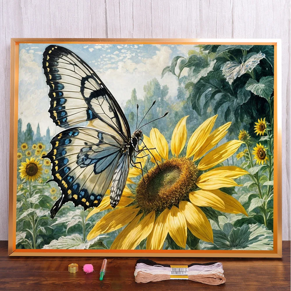 Sunflower Butterfly Pre-Printed Cross-Stitch DIY Embroidery Full Kit Craft Knitting Needlework Hobby Floss For Adults Counted
Sunflower Butterfly Pre-Printed Cross-Stitch DIY Embroidery Full Kit Craft Knitting Needlework Hobby Floss For Adults Counted