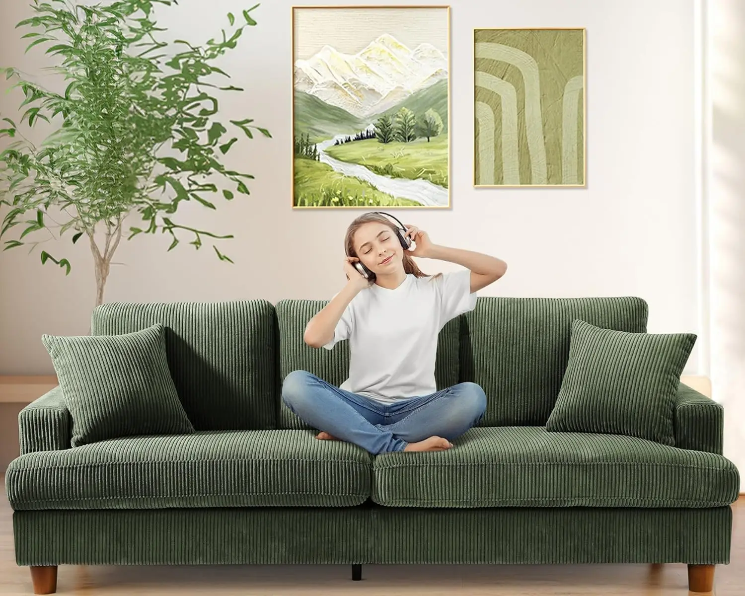 Green Boho Loveseat Sofa, 21in Deep Seats, No Tool Assembly, Comfortable Couch for Living Room, 2 Pillows Included
Green Boho Loveseat Sofa, 21in Deep Seats, No Tool Assembly, Comfortable Couch for Living Room, 2 Pillows Included
