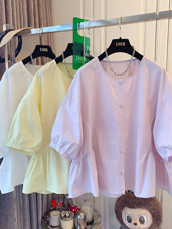 plus Size Women's Summer Shirt round Neck Casual Thin Breathable Bubble Sleeve Sweet Anti-Aging Cotton Blend Casual Blouse
plus Size Women's Summer Shirt round Neck Casual Thin Breathable Bubble Sleeve Sweet Anti-Aging Cotton Blend Casual Blouse