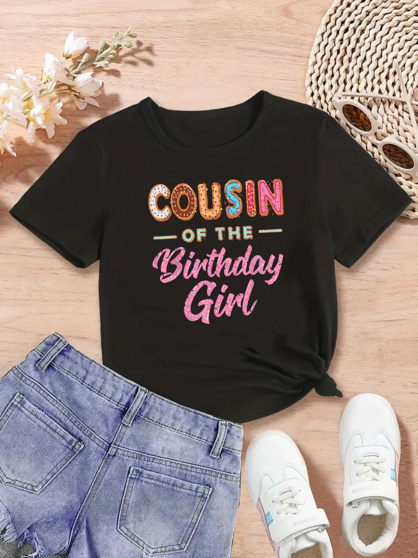 Cousin Of The Birthday Girl Donut Letter Printed T Shirt Girls Kawaii Kids Clothes Summer Short Sleeve Shirt Toddler Shirt
Cousin Of The Birthday Girl Donut Letter Printed T Shirt Girls Kawaii Kids Clothes Summer Short Sleeve Shirt Toddler Shirt