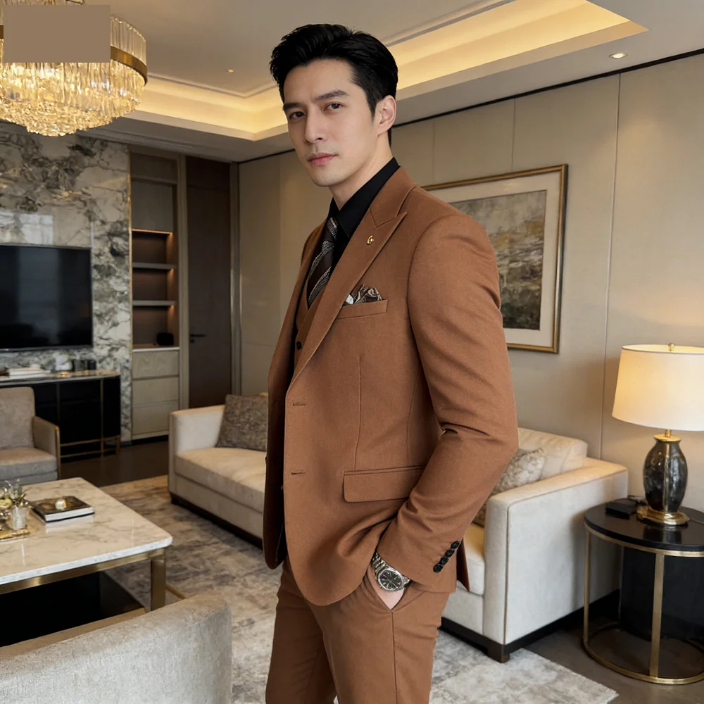 Элегантный костюм-тройка в корейском стиле с двумя пуговицами, для свадьбы, торжественных мероприятий, деловых встреч, для жениха и шафера
Элегантный костюм-тройка в корейском стиле с двумя пуговицами, для свадьбы, торжественных мероприятий, деловых встреч, для жениха и шафера