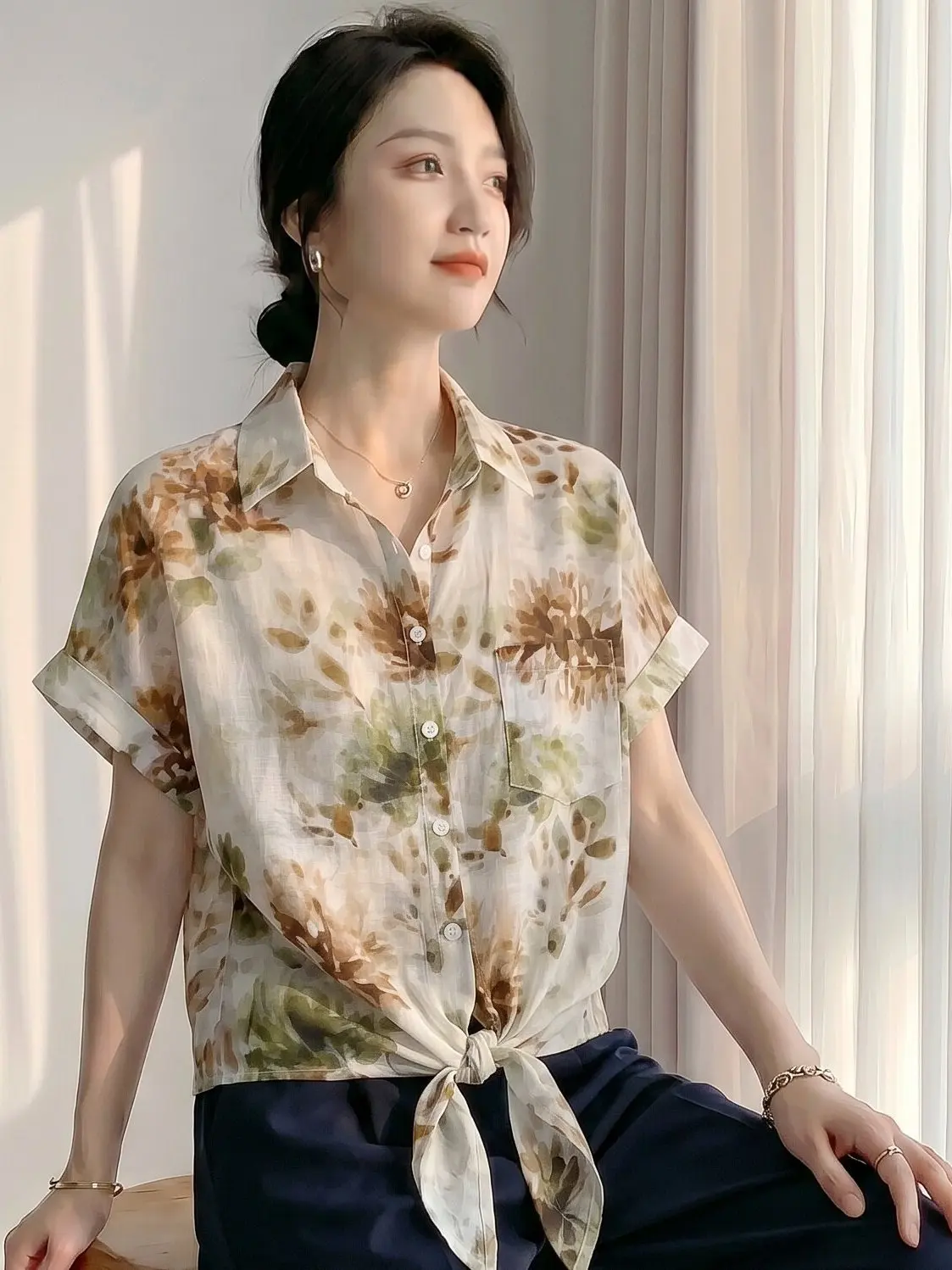 Summer 2026 Women's Fashion Print Shirt Short Sleeve Slimming Loose Fit Stylish Small Crowd Favorite Casual Shirt
Summer 2026 Women's Fashion Print Shirt Short Sleeve Slimming Loose Fit Stylish Small Crowd Favorite Casual Shirt