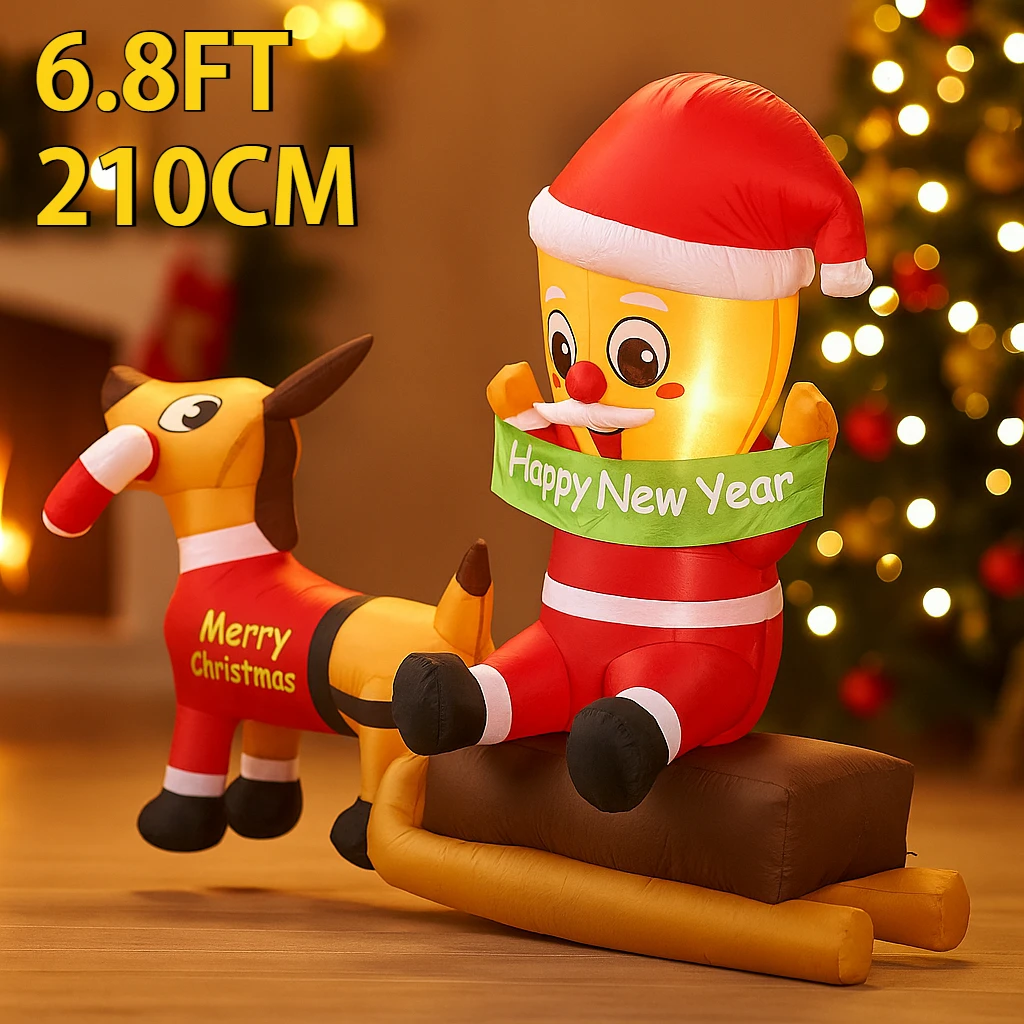 6,8 футов Рождественские надувные игрушечные украшения Санта-сани с оленями, праздничное уличное украшение, праздничный подарок, светодиодное украшение для рождественского двора
6,8 футов Рождественские надувные игрушечные украшения Санта-сани с оленями, праздничное уличное украшение, праздничный подарок, светодиодное украшение для рождественского двора