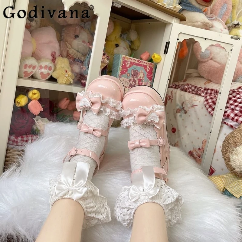 Lolita High Heels Bow Lace Original Japanese Cute Daily Versatile Sweet Lady Student Round Head Platform Muffin Shoes
Lolita High Heels Bow Lace Original Japanese Cute Daily Versatile Sweet Lady Student Round Head Platform Muffin Shoes
