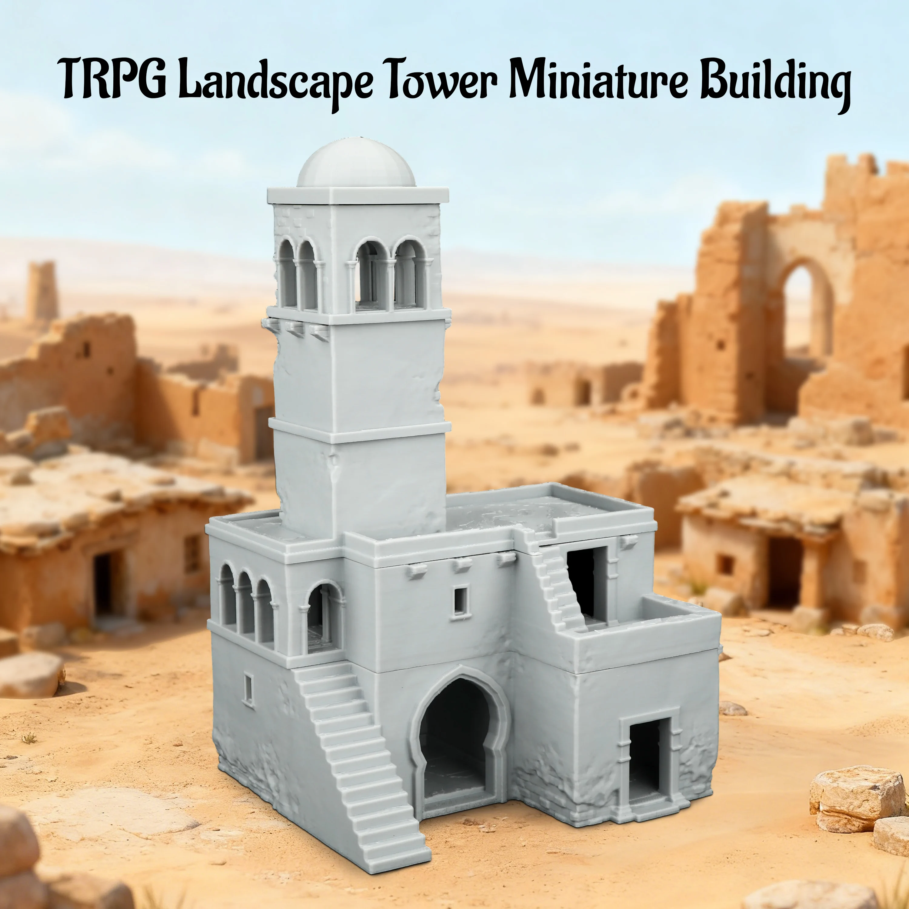 RPG Miniature Landscape Tower Model - Fantasy Desert Town Terrain for TTRPG Tabletop Games, Collectible Gift for RPG Fans
RPG Miniature Landscape Tower Model - Fantasy Desert Town Terrain for TTRPG Tabletop Games, Collectible Gift for RPG Fans