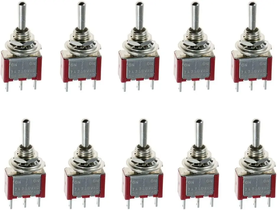 On-Off-On Momentary Toggle Switch SPDT 3Pin 6mm Panel Cut-Out 10 Pack
On-Off-On Momentary Toggle Switch SPDT 3Pin 6mm Panel Cut-Out 10 Pack