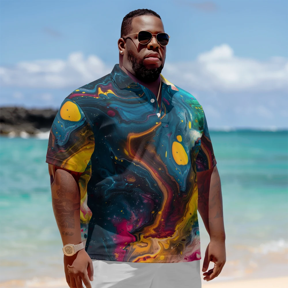 1 men's plus size polo shirt with summer blue yellow pink mixed print casual collar button suitable for beach, shopping, golf
1 men's plus size polo shirt with summer blue yellow pink mixed print casual collar button suitable for beach, shopping, golf