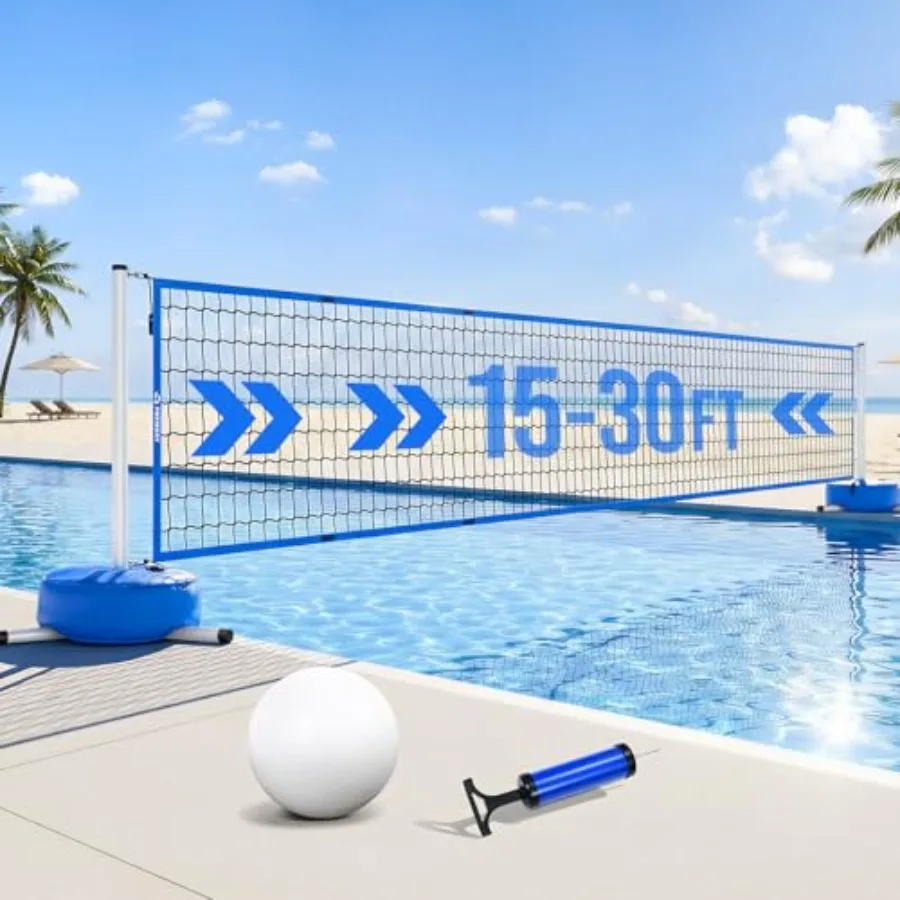 Inground Pool Volleyball Net Set 15-30FT Adjustable Full-Coverage Net No Gap Design for Adults Family Pool Games with Ball Pump
Inground Pool Volleyball Net Set 15-30FT Adjustable Full-Coverage Net No Gap Design for Adults Family Pool Games with Ball Pump