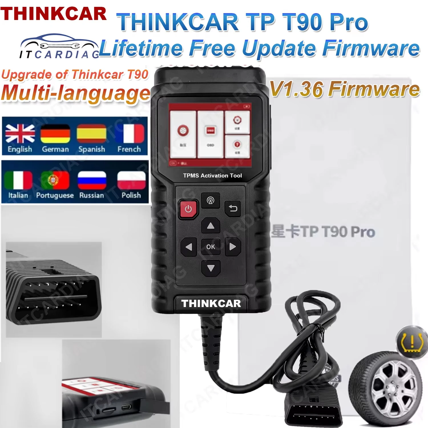 V1.36 ThinkCar TP T90 Pro TPMS Activation Tool OBD2 Car Diagnose Fault Code Programmer Tire Pressure Sensor Tool PK Thinkcar G2
V1.36 ThinkCar TP T90 Pro TPMS Activation Tool OBD2 Car Diagnose Fault Code Programmer Tire Pressure Sensor Tool PK Thinkcar G2