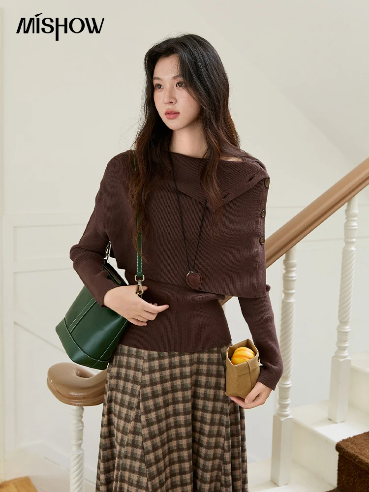 MISHOW Brown Long Sleeve Sweater Women's 2025 Autumn Retro Round Neck Detachable Scarf Twist Woven Slim Knit Tops MXE49Z2519
MISHOW Brown Long Sleeve Sweater Women's 2025 Autumn Retro Round Neck Detachable Scarf Twist Woven Slim Knit Tops MXE49Z2519