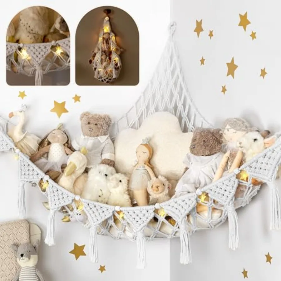Macrame DreamLights Boho Stuffed Animal Storage Net Extra Large and Hammock for Small Plushies - Pure Cotton
Macrame DreamLights Boho Stuffed Animal Storage Net Extra Large and Hammock for Small Plushies - Pure Cotton