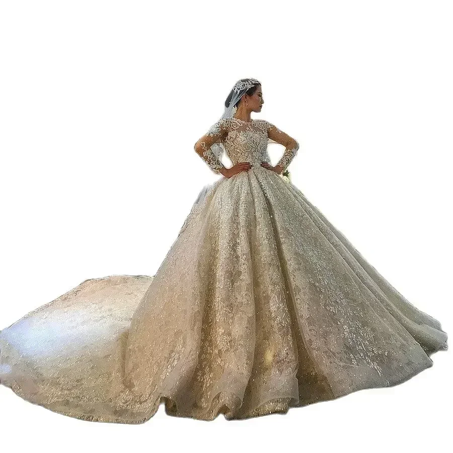 Индивидуальное бальное платье с круглым вырезом и длинными аппликациями из бисера, свадебные платья с часовней и шлейфом, с длинными рукавами и открытой спиной, свадебное платье больших размеров
Индивидуальное бальное платье с круглым вырезом и длинными аппликациями из бисера, свадебные платья с часовней и шлейфом, с длинными рукавами и открытой спиной, свадебное платье больших размеров