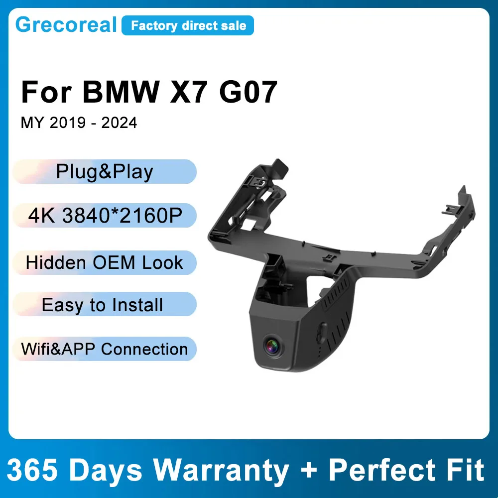 Grecoreal Dashcam Front and Rear 2160P 4K Wifi Car Dual Dash Cam Camera Auto Car Recorder Plug Play Compatible for BMW X7 G07
Grecoreal Dashcam Front and Rear 2160P 4K Wifi Car Dual Dash Cam Camera Auto Car Recorder Plug Play Compatible for BMW X7 G07