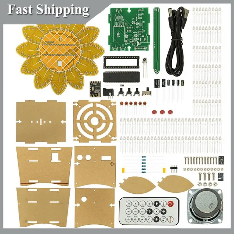 A91P LED Sunflower Bluetooth Speaker Kit With Remote Control Diy Electronic Kit Welding Practice Parts
A91P LED Sunflower Bluetooth Speaker Kit With Remote Control Diy Electronic Kit Welding Practice Parts