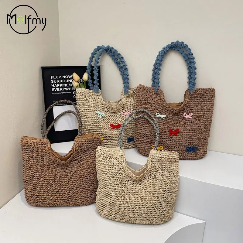 Summer Commuting Woven Bag for Women Bowknot Single Armpit Handbag Fashion Large Capacity Beach Hollow Handbag Shoulder Tote Bag
Summer Commuting Woven Bag for Women Bowknot Single Armpit Handbag Fashion Large Capacity Beach Hollow Handbag Shoulder Tote Bag
