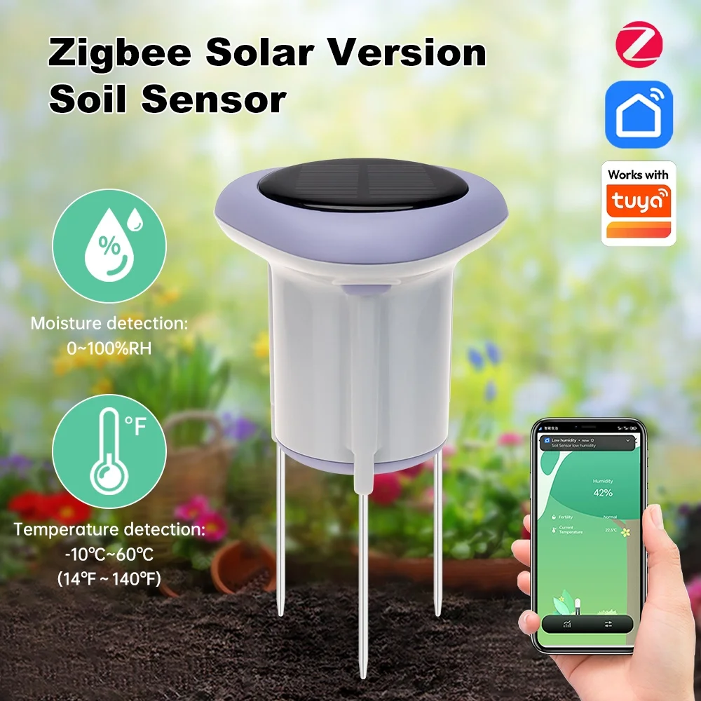 Zigbee Intelligent Solar Soil Moisture Meter Temperature Humidity Tester Plant Monitor Detector For Tuya Garden Planting Tools