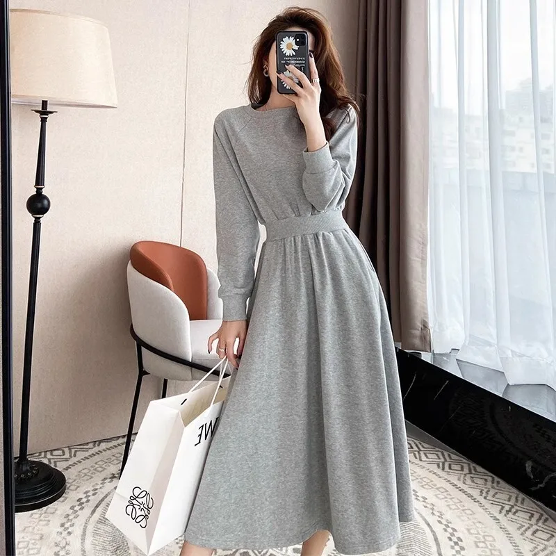 Women Long Sleeves Big Hem Dresses Ladies Basic Black White Long Sundress Casual Solid Elastic High Waisted Spring Summer Dress
Women Long Sleeves Big Hem Dresses Ladies Basic Black White Long Sundress Casual Solid Elastic High Waisted Spring Summer Dress