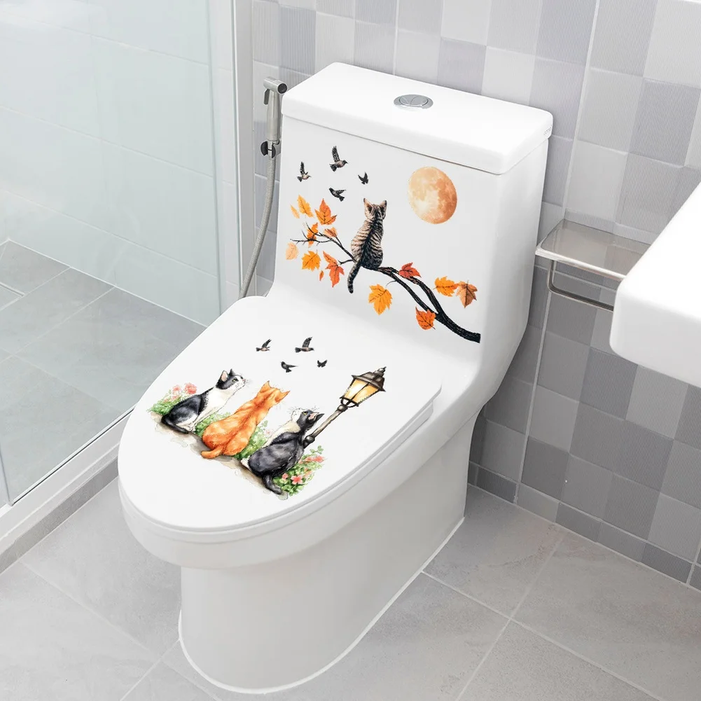 Artistic Cat Autumn Night Toilet Decal PVC Waterproof Wall Sticker for Bathroom Decor 27x24cm 27x19cm 40x29cm Orange
Artistic Cat Autumn Night Toilet Decal PVC Waterproof Wall Sticker for Bathroom Decor 27x24cm 27x19cm 40x29cm Orange