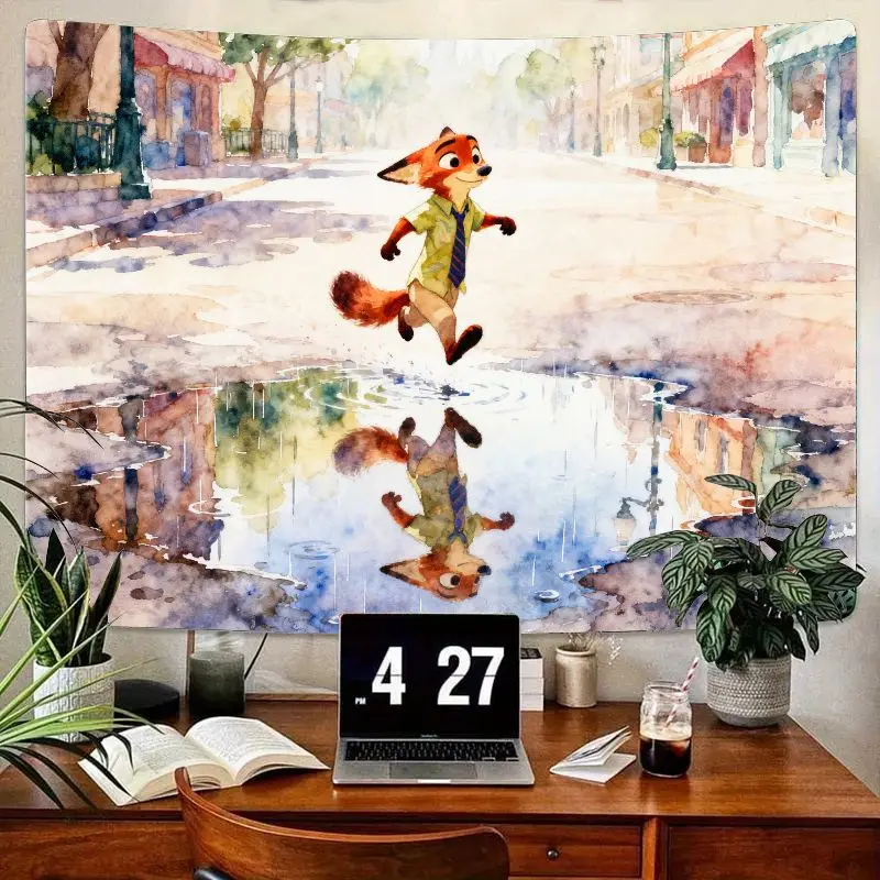 1 шт. Zootopia Nick Wilde акварельный гобелен лиса лужа прыжок настенное искусство для спальни гостиной детский подарок Декор
1 шт. Zootopia Nick Wilde акварельный гобелен лиса лужа прыжок настенное искусство для спальни гостиной детский подарок Декор
