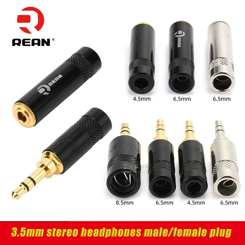REAN 3.5mm Jack 1/8" Stereo Headphone Plug Male Female Pair Recording Line Plug Gold Plated 2 3 Core Repair Welding 240
REAN 3.5mm Jack 1/8" Stereo Headphone Plug Male Female Pair Recording Line Plug Gold Plated 2 3 Core Repair Welding 240