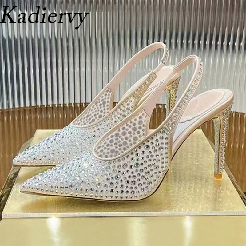 Summer High Heels Shoes Woman Rhinestone Bling Party Dress Shoes Women Pointed Toe Slingbacks Pink White Heeled Sandals Women
Summer High Heels Shoes Woman Rhinestone Bling Party Dress Shoes Women Pointed Toe Slingbacks Pink White Heeled Sandals Women