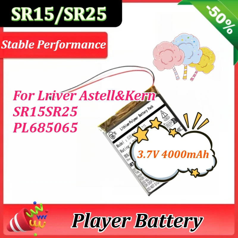 Replacement Battery 3.7V 4000mAh for Iriver Astell & Kern SR15 SR25 PL685065 Li-po Player Battery Digital Batteries
Replacement Battery 3.7V 4000mAh for Iriver Astell & Kern SR15 SR25 PL685065 Li-po Player Battery Digital Batteries