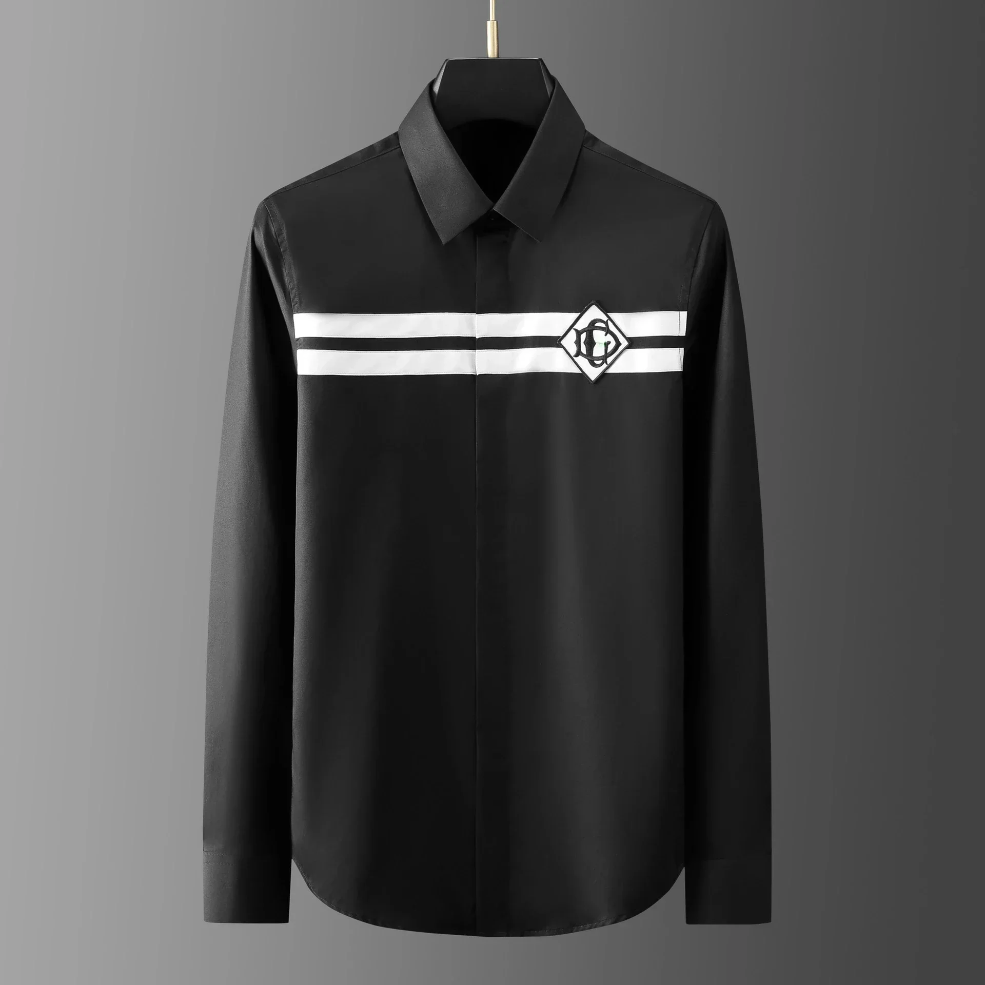 Brand Men Shirts Long Sleeve Slim Casual Shirt Letter Embroidery Striped Shirts Business Formal Dress Shirts Social Party Tops
Brand Men Shirts Long Sleeve Slim Casual Shirt Letter Embroidery Striped Shirts Business Formal Dress Shirts Social Party Tops