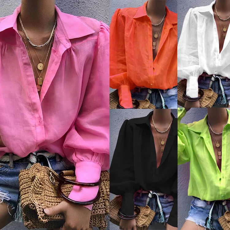 Women Spring Summer Shirt Solid Color Turndown Collar Button Long Sleeve Sheath Casual Fashion Sexy Comfortable Regular Standard
Women Spring Summer Shirt Solid Color Turndown Collar Button Long Sleeve Sheath Casual Fashion Sexy Comfortable Regular Standard