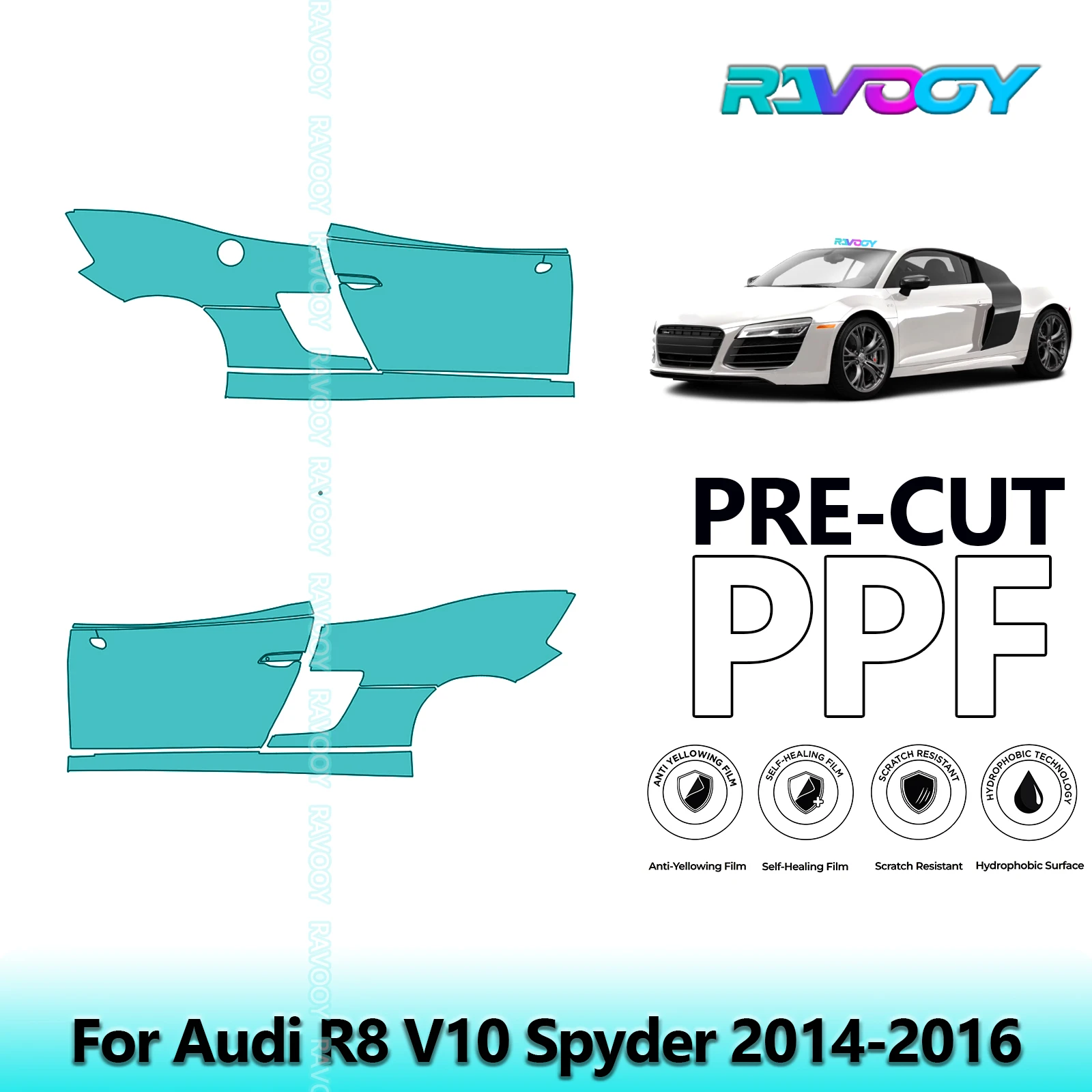 For Audi R8 V10 Spyder 2014-2016 8.5mil Clear Matte Pre-Cut PPF Door & A/B Pillar Kit TPU Paint Protection Film Set
For Audi R8 V10 Spyder 2014-2016 8.5mil Clear Matte Pre-Cut PPF Door & A/B Pillar Kit TPU Paint Protection Film Set