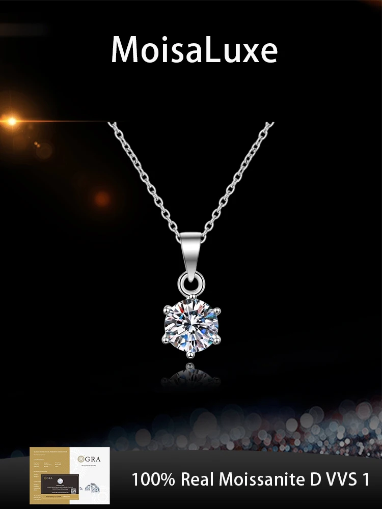 Официальный магазин MoisaLuxe GRA Moissanite Plata, ювелирные изделия из стерлингового серебра 925 пробы, шесть когтей, цепочка на ключицы, кулон, ожерелье для женщин
Официальный магазин MoisaLuxe GRA Moissanite Plata, ювелирные изделия из стерлингового серебра 925 пробы, шесть когтей, цепочка на ключицы, кулон, ожерелье для женщин